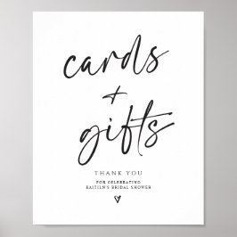 Póster Bridal Shower Cards Gifts Sign Modern Handwriting