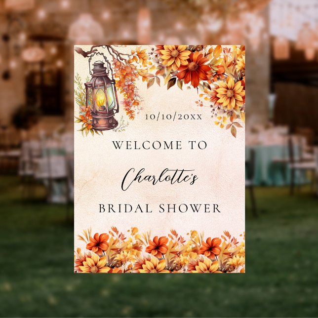 Póster Bridal Shower fall flores naranja bienvenida (Subido por el creador)