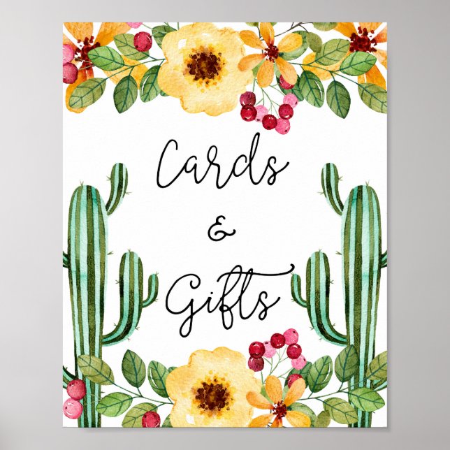 Póster Bridal Shower Fiesta Cards and Gifts Sign (Frente)