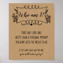 Bridal Shower Games ¿Quién soy yo Poster?