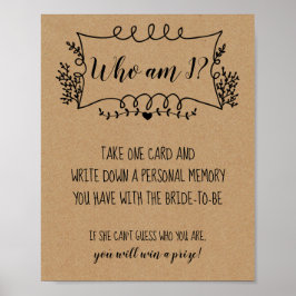 Póster Bridal Shower Games ¿Quién soy yo Poster?