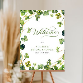 Póster Bridal Shower Greenery Shamrock Welcome Sign