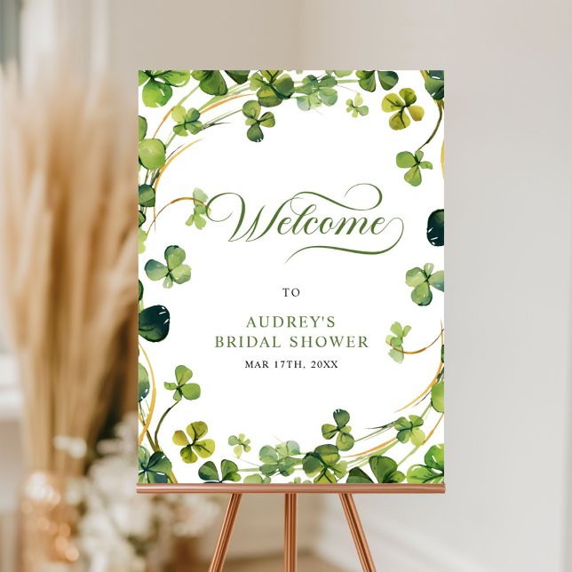 Póster Bridal Shower Greenery Shamrock Welcome Sign (Subido por el creador)