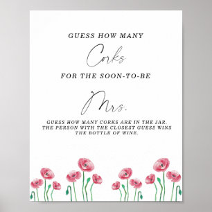 Póster Bridal Shower Guess How Many Corks Poster