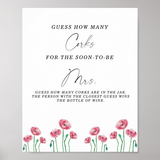 Póster Bridal Shower Guess How Many Corks Poster (Frente)