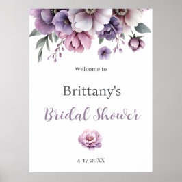 Póster Bridal Shower Lavender acuarela Flora