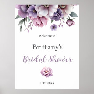 Póster Bridal Shower Lavender acuarela Flora