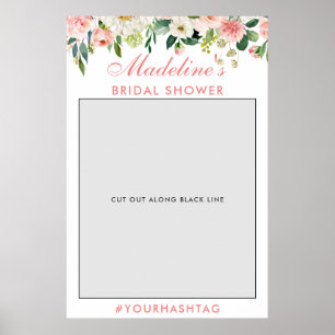 Póster Bridal Shower Photo Booth Prop Floral rosa P