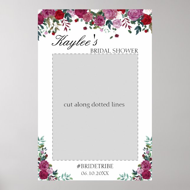 Póster Bridal Shower Photo Prop | fiesta floral acuarela (Frente)