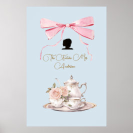 Póster Bridal Shower Regency Tea Fiesta Silhouette Ribbon