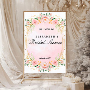 Póster Bridal shower rosa oro floral Foam Boards