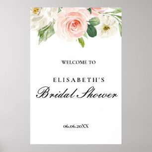Póster Bridal shower rosa oro floral Foam Boards
