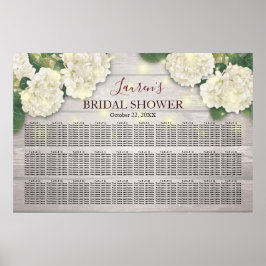 Póster Bridal Shower Seating Chart Flowers Lights Wood