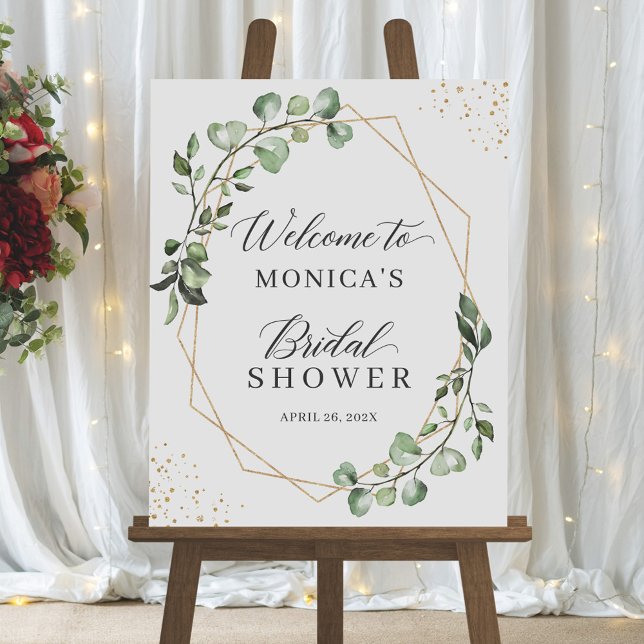 Póster Bridal Shower Sign Geometric Greenery Eucalyptus (Subido por el creador)