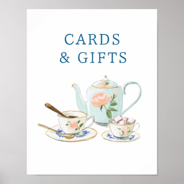 Póster Bridal Shower Tea Party Cards & Gifts Sign (Frente)
