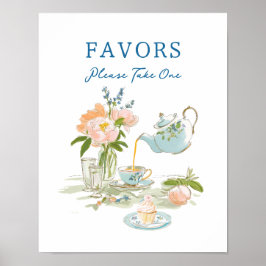 Póster Bridal Shower Tea Party Favors Sign