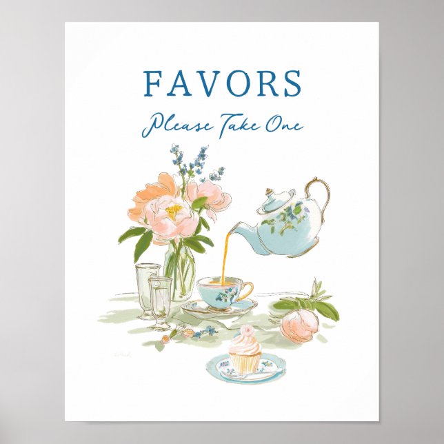 Póster Bridal Shower Tea Party Favors Sign (Frente)