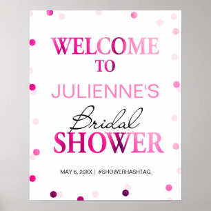Póster Bridal Shower Welcome Sign   Magenta Confetti