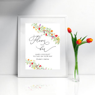 Póster Bridal Shower Wildflower Flower Bar