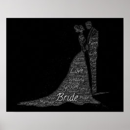 Póster Bride and Groom Word Art