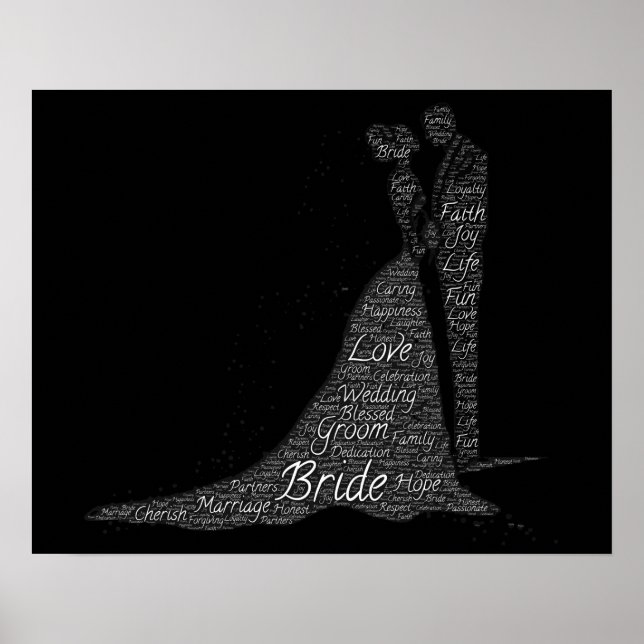 Póster Bride and Groom Word Art (Frente)