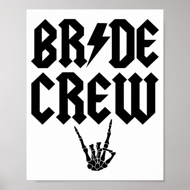 Póster Bride Crew Rock N Roll Skeleton Halloween Bac (Frente)