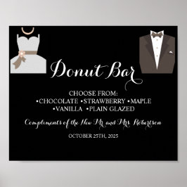 Póster Bride & Groom Donut Bar Bridal Shower Rótulo Boda
