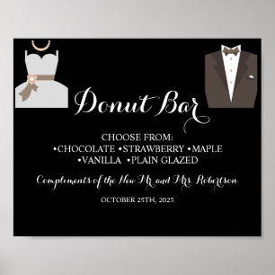 Póster Bride & Groom Donut Bar Bridal Shower Rótulo Boda