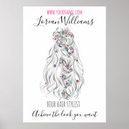 Póster Bride Wavy Braid pelo floral Estilo de la cabeza