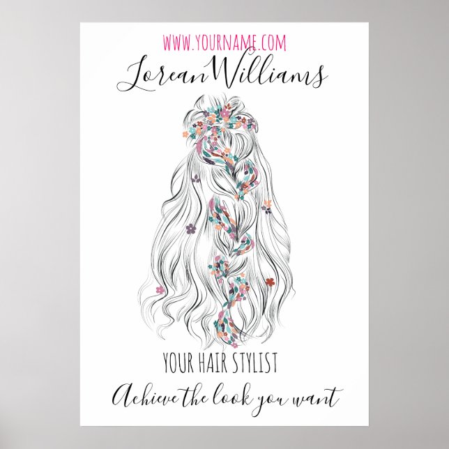 Póster Bride Wavy Braid pelo floral Estilo de la cabeza (Frente)