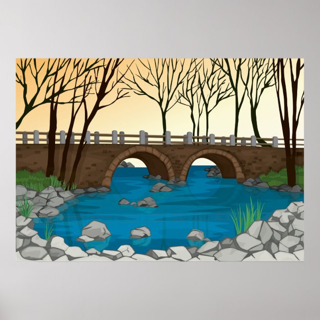 Póster Bridge River Landscape Poster (Frente)