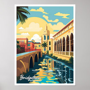 Póster Bridgetown Barbados Art Travel Ilustracion