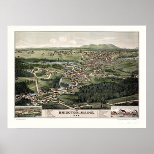 Póster Bridgton, YO mapa panorámico - 1888