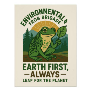 Póster Brigada de la rana ambiental - Tierra primero, sie