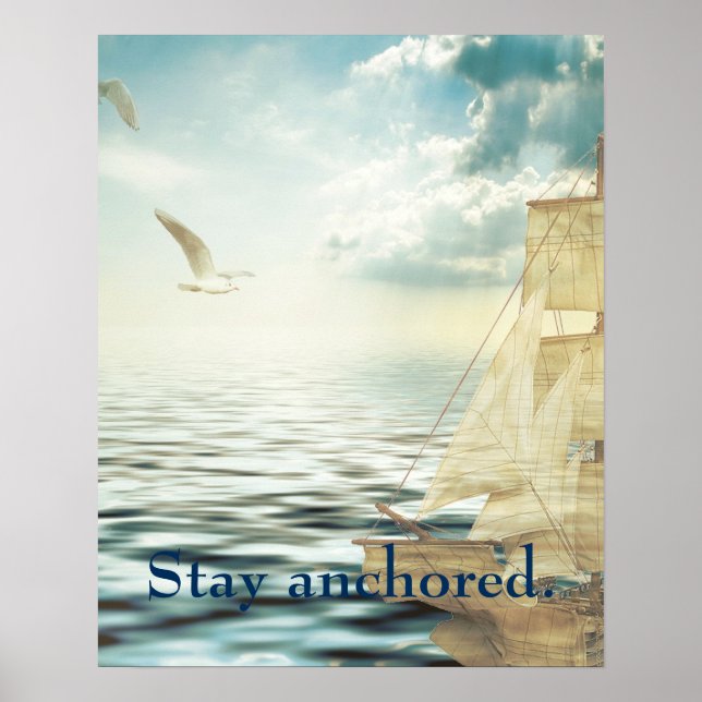 Póster Brigantine Sailboat & Seagulls (Frente)