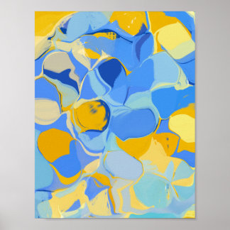 Póster Bright Blue and Yellow Abstract Geometric Pattern