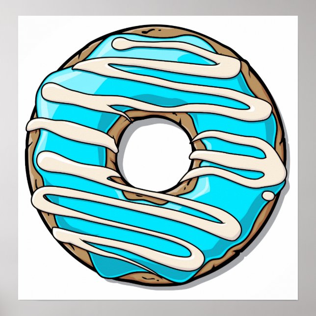 Póster Bright Blue Donut con hielo (Frente)