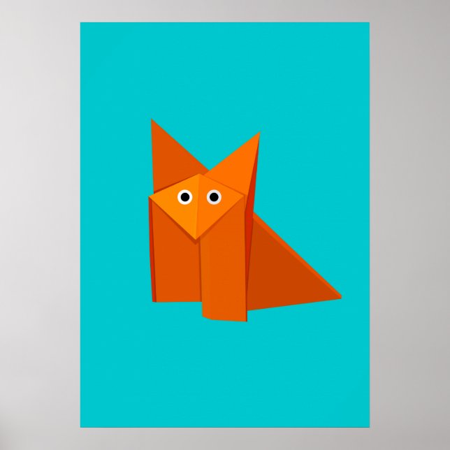 Póster Bright Cute Origami Fox (Frente)
