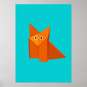 Póster Bright Cute Origami Fox