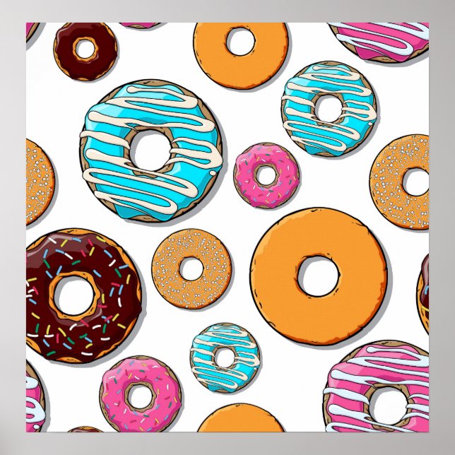 Póster Bright Donut Whimsical Pattern (Frente)