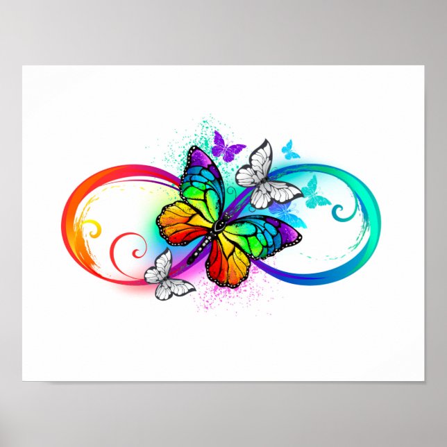 Póster Bright infinity with rainbow butterfly (Frente)