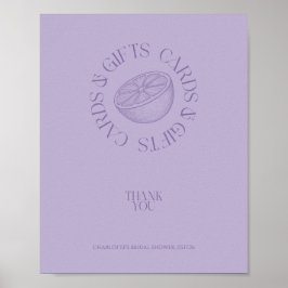 Póster Bright Minimalist Citrus Bridal favor sign