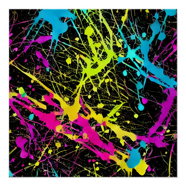 Póster Bright Neon Paint Splatter (Anverso)