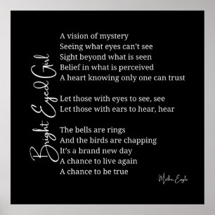 Póster Bright Oyed Chica Inspirador poema Poster de pared