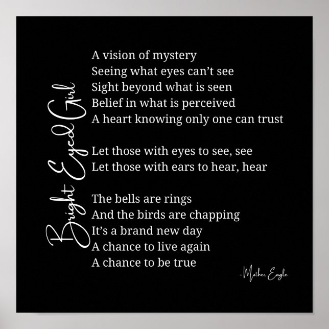 Póster Bright Oyed Chica Inspirador poema Poster de pared (Frente)