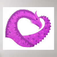 Bright purple heart dragon on white
