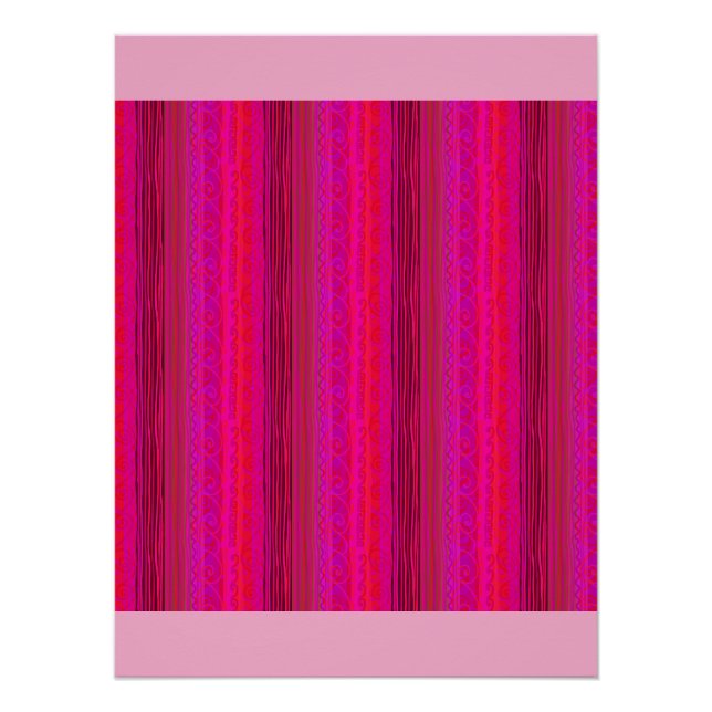 póster “BRIGHT STRIPES” en rosa caliente (Anverso)