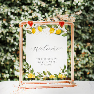 Póster Bright Summer Lemon Baby Shower Welcome Poster