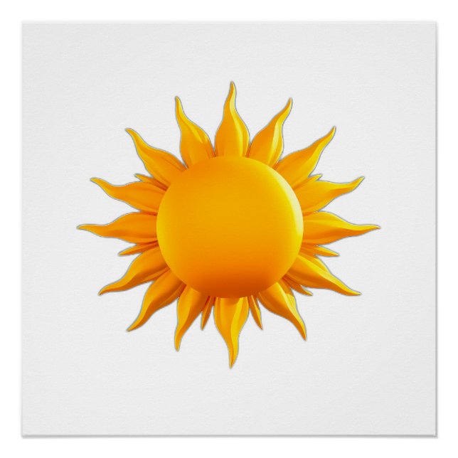 Póster Bright Yellow Sun Illustration with Radiant Rays (Anverso)
