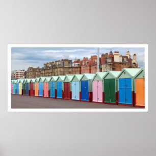 Póster Brighton and Hove Beach Colorful Huts